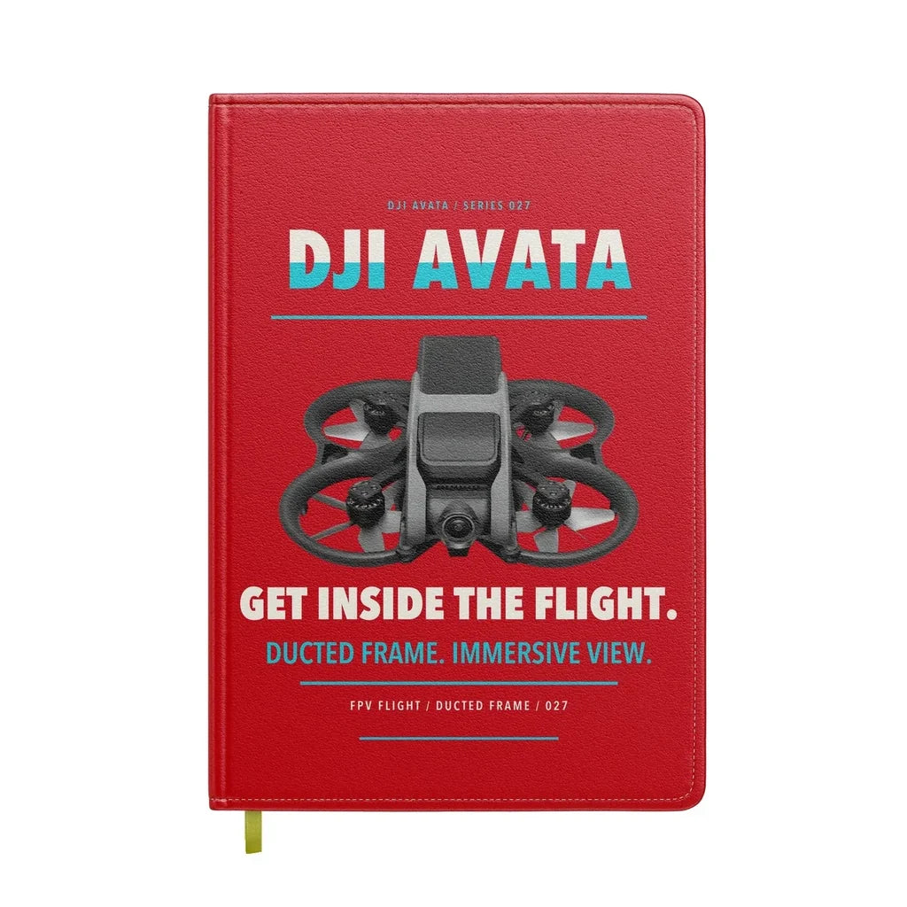 DJI Avata design on red notebook