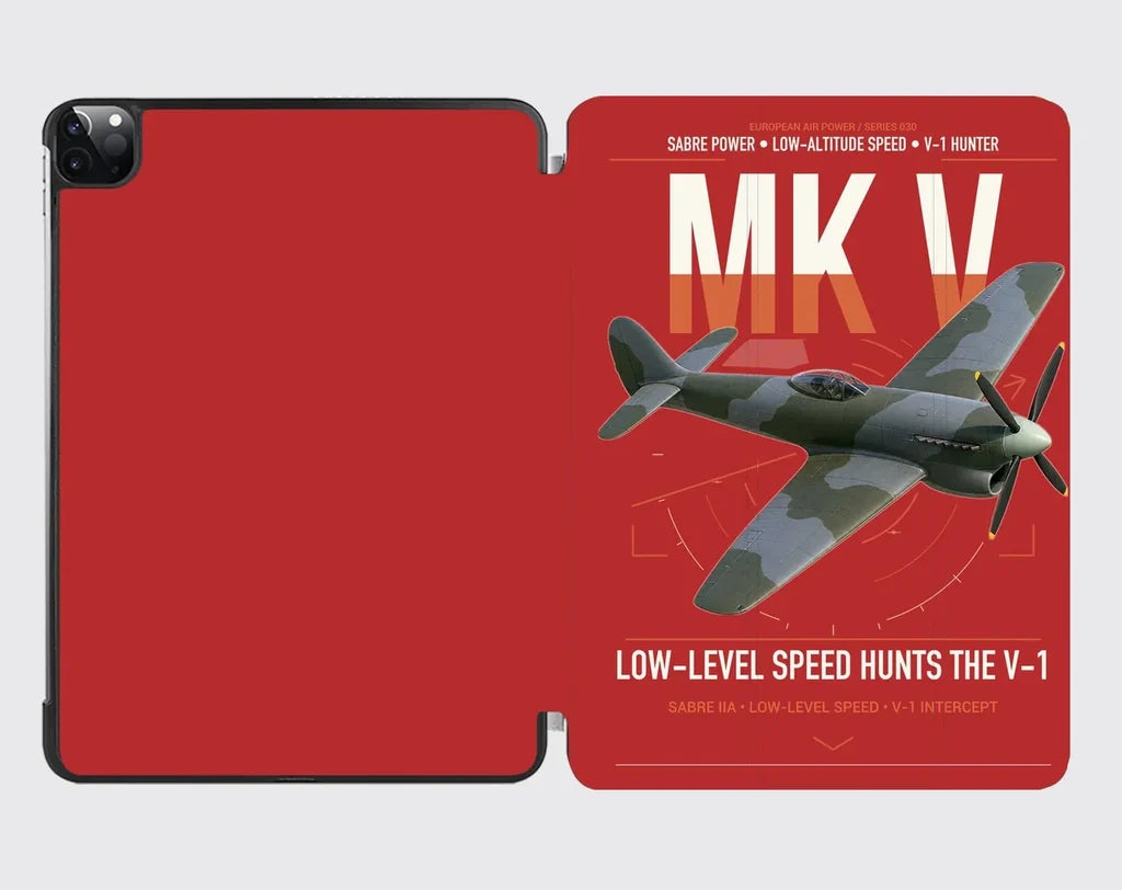 Hawker Tempest Mk V design on red ipad tablet case