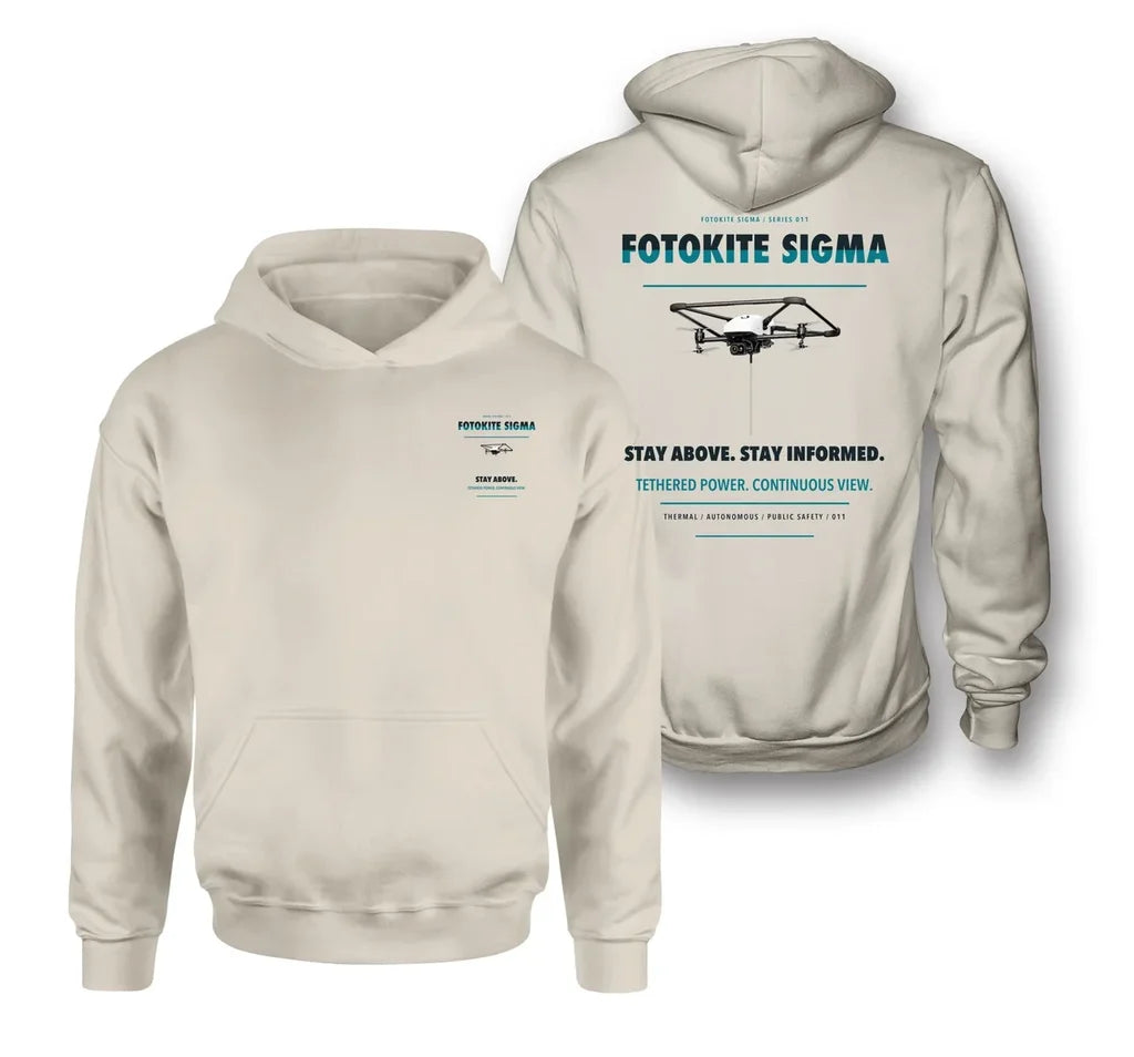 Fotokite Sigma design on khaki hoodie