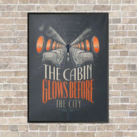 Thumbnail for The Cabin Glows Before The City vertical canvas print - framed - gray background