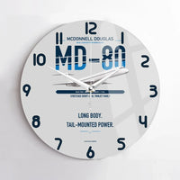 Thumbnail for McDonnell Douglas MD-80 design on light gray no frame wall clock