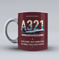 Thumbnail for A321XLR Mug design on dark red airbus