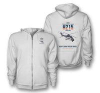 Thumbnail for Airbus H215 design on white premium zipped hoodie, double-side print