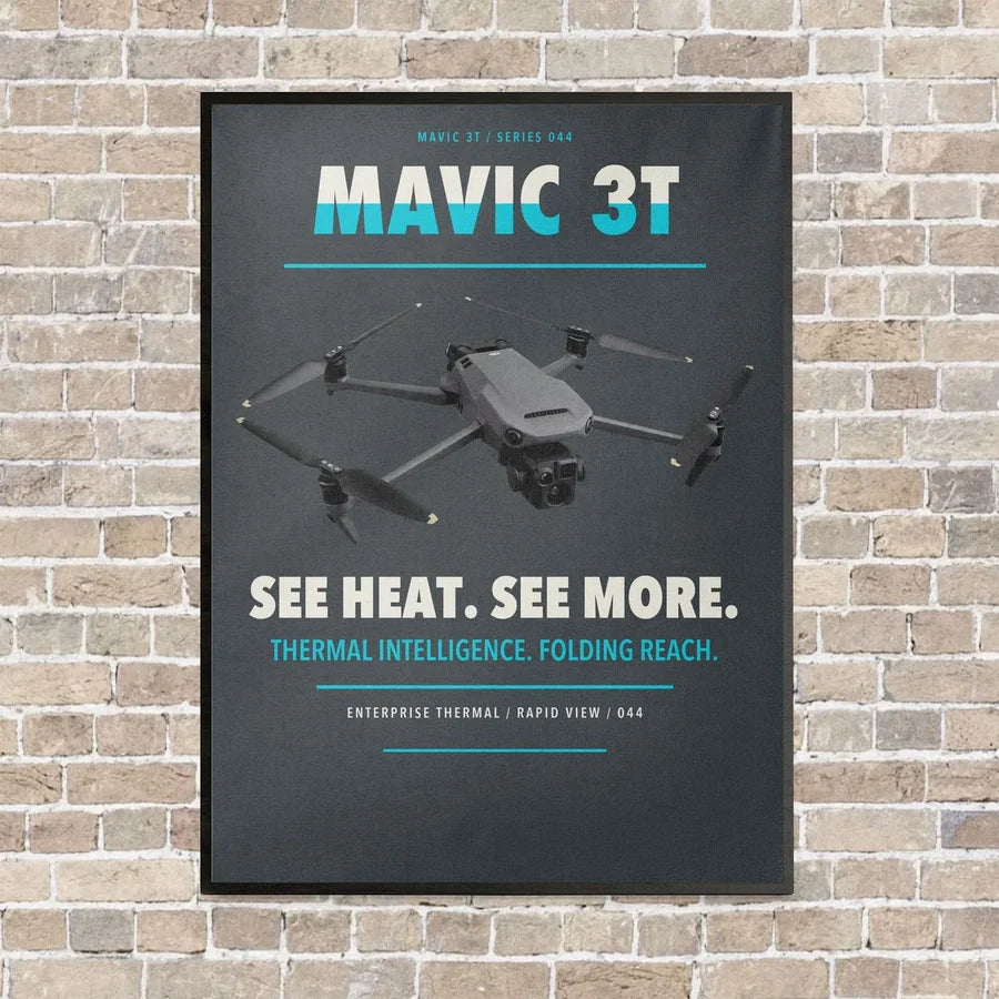 DJI Mavic 3 Thermal vertical canvas print - framed - gray background