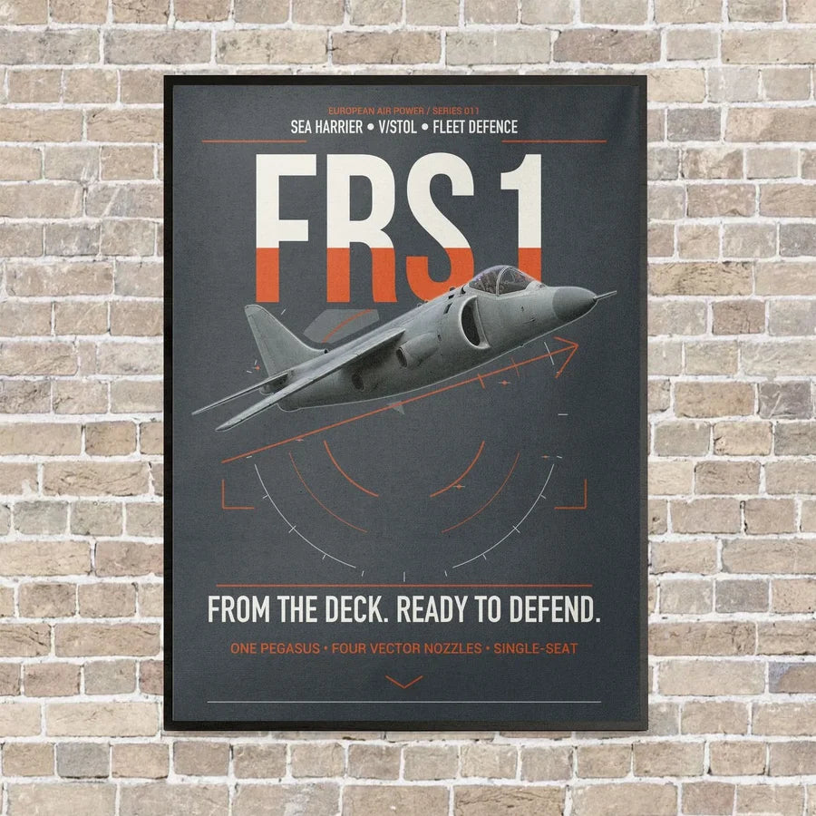 British Aerospace Sea Harrier FRS.1 vertical canvas print - framed - gray background