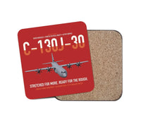 Thumbnail for C-130J-30 Super Hercules design on red 1 piece coaster