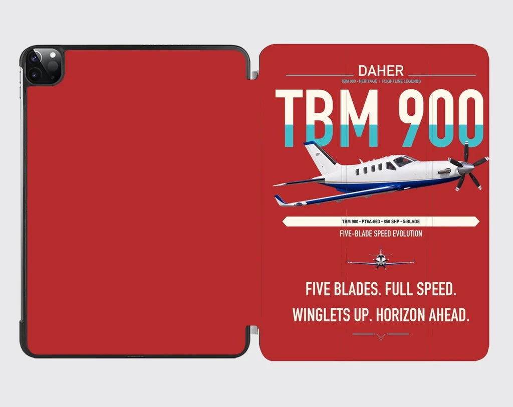 Daher TBM 900 design on red ipad tablet case