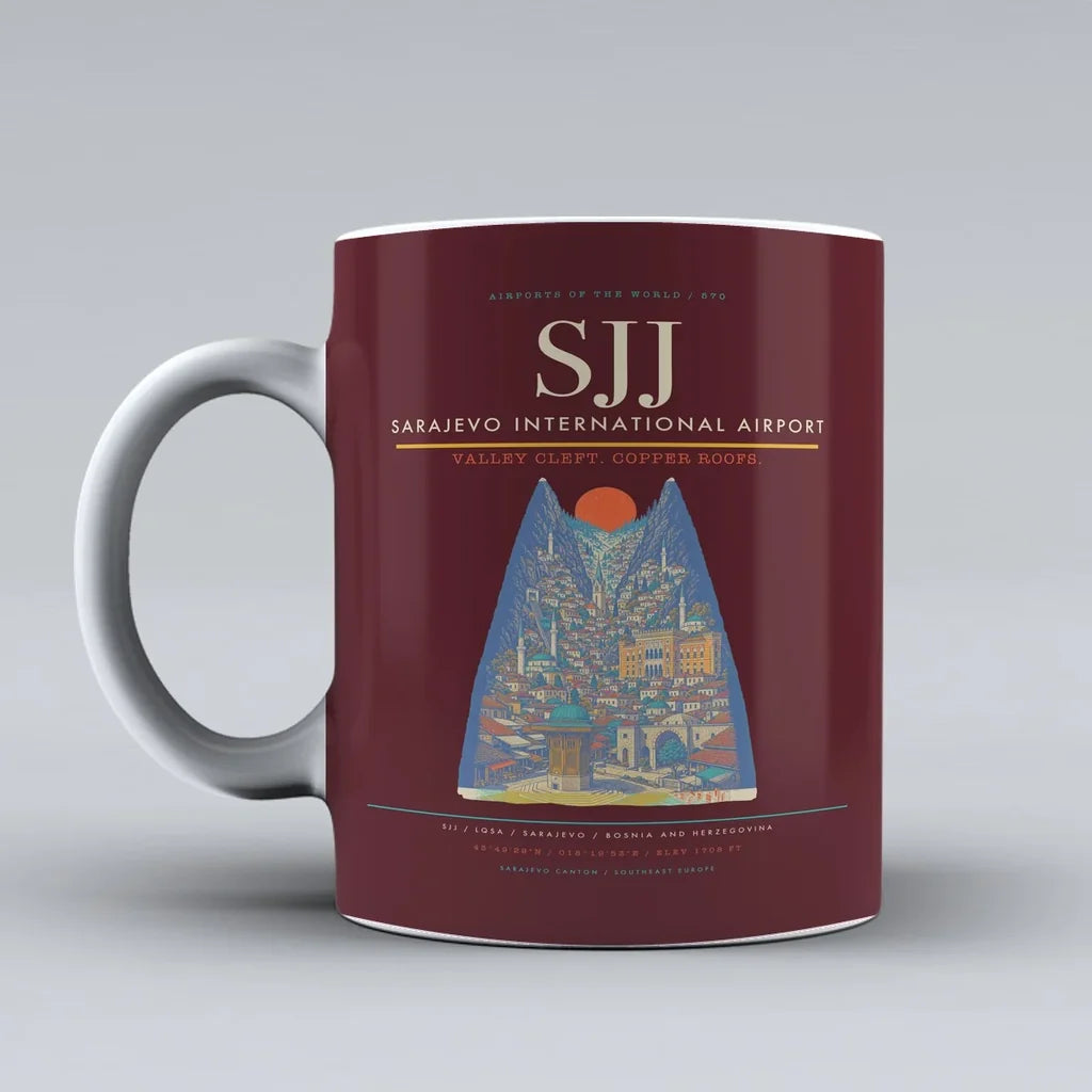 Sarajevo International Airport SJJ Mug - Dark Red
