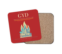Thumbnail for Heydar Aliyev International Airport (GYD) design on red 1 piece coaster