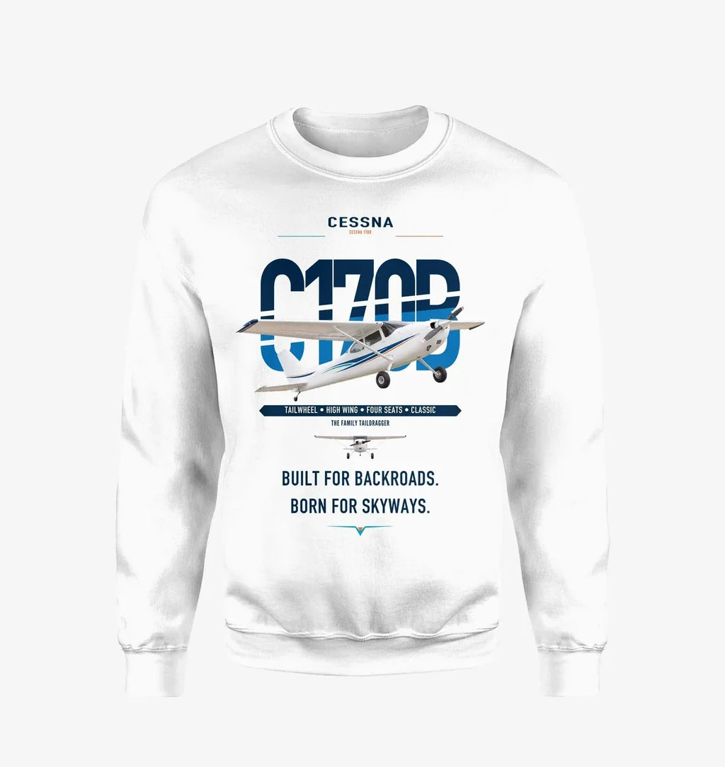 Cessna 170B design on white sweatshirt