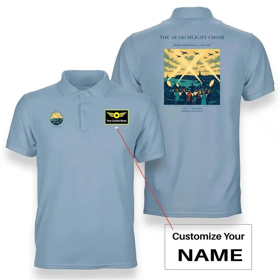 VINTAGE G4504 - The Searchlight Choir - Double-Side Polo T-Shirt design on lightblue+name
