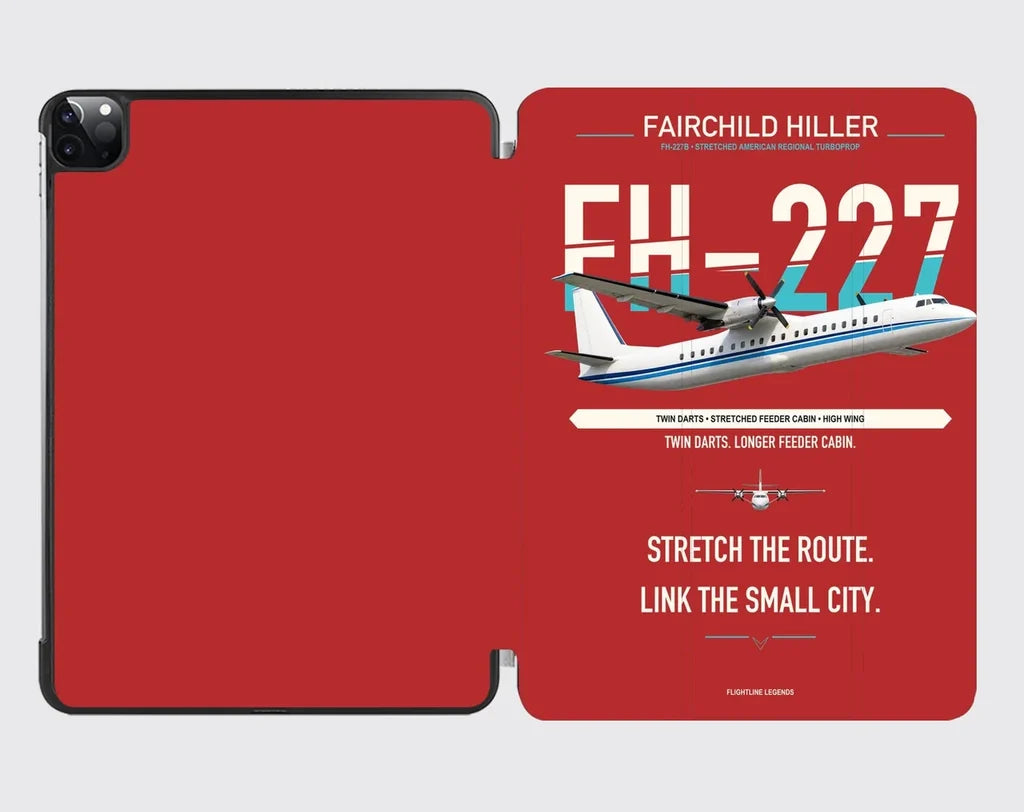 Fairchild Hiller FH-227B design on red ipad tablet case