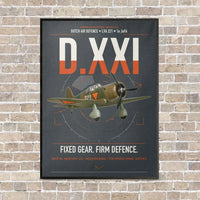 Thumbnail for Fokker D.XXI — Dutch LVA aircraft 221 vertical canvas print - framed - gray background
