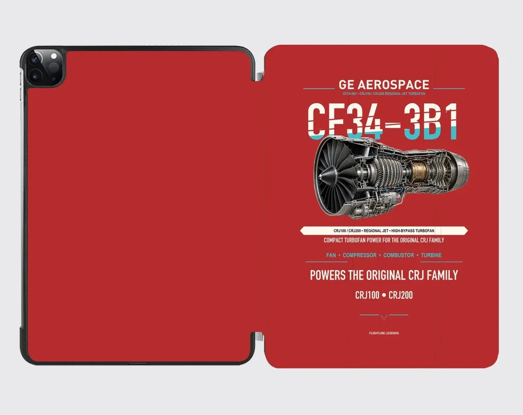 CF34-3B1 design on red ipad tablet case