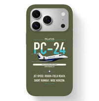 Thumbnail for Pilatus PC-24 design on green army magsafe iphone case, for iPhone 17 Pro
