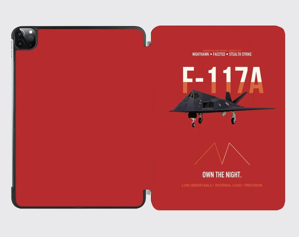 F-117A Nighthawk Own The Night design on red ipad tablet case
