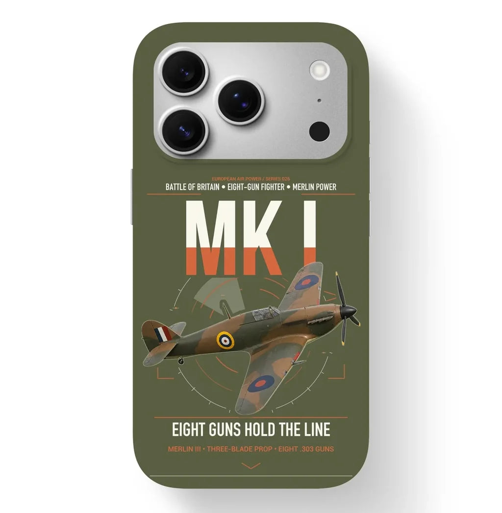 Hawker Hurricane Mk I design on green army magsafe iphone case, for iPhone 17 Pro