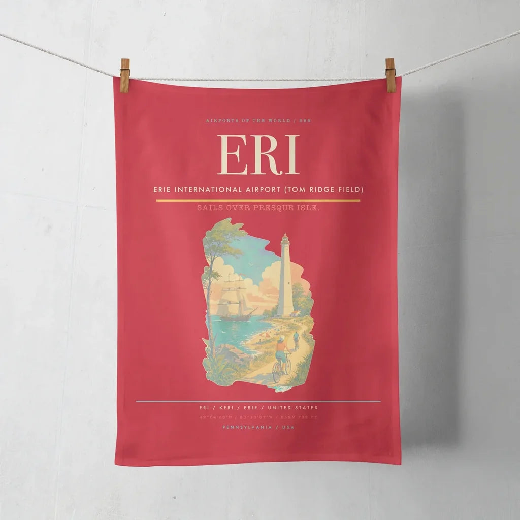 Erie International Airport (Tom Ridge Field) (ERI) design on red towel