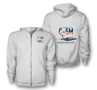 Thumbnail for C-5M Super Galaxy design on white premium zipped hoodie, double-side print