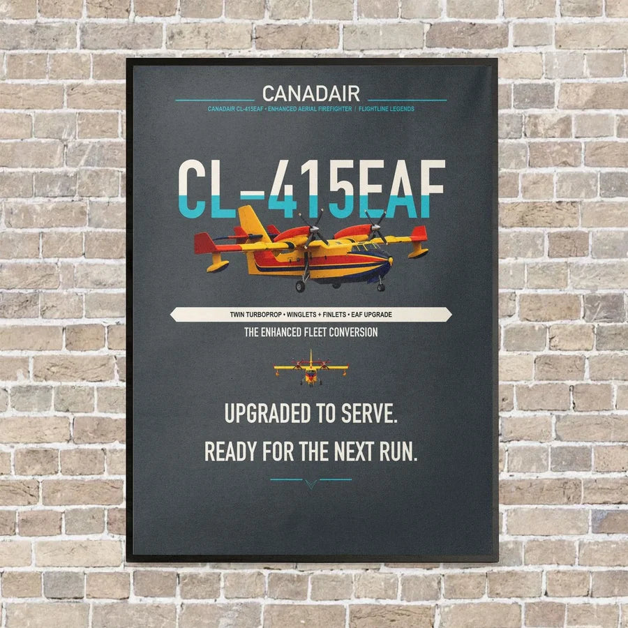 Canadair CL-415EAF vertical canvas print - framed - gray background