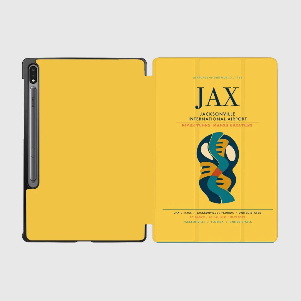 Jacksonville International Airport (JAX) design on yellow samsung tablet tablet case