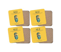Thumbnail for Seychelles International Airport (SEZ) design on yellow 4 pieces set coaster