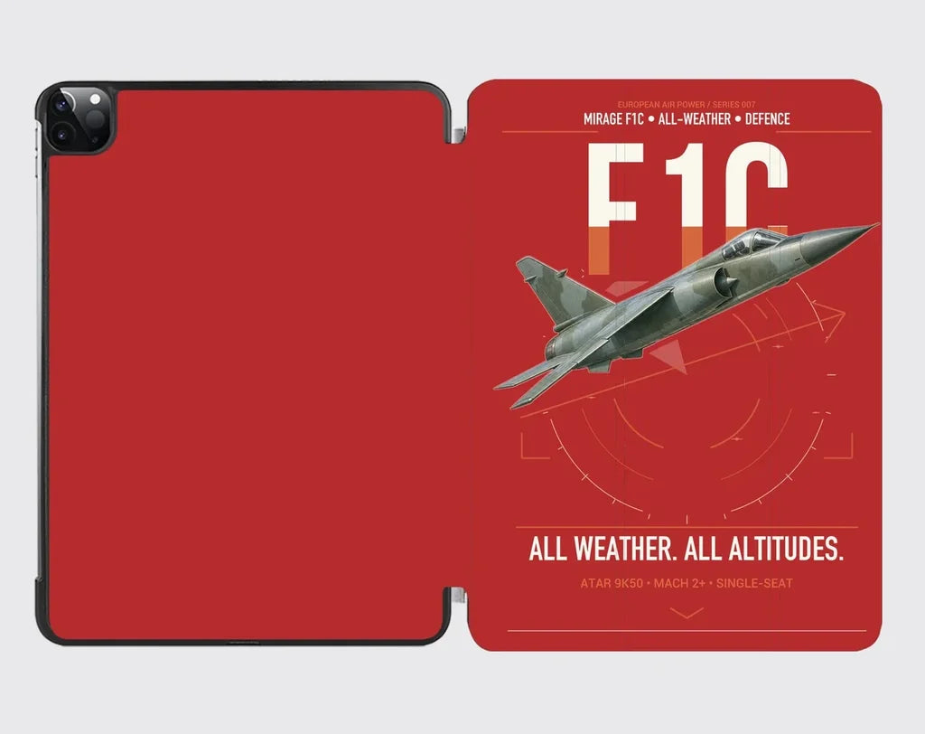 Dassault Mirage F1C design on red ipad tablet case