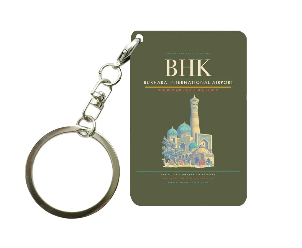 Bukhara International Airport BHK Key Chain design on green army key chain