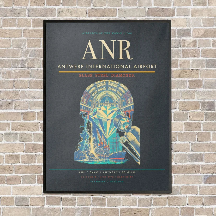 Antwerp International Airport ANR - Canvas Framed - Gray