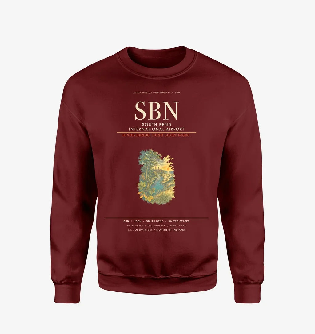 South Bend International Airport SBN Sweatshirt - Wine Red