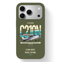 Thumbnail for Cessna T210N Centurion design on green army magsafe iphone case, for iPhone 17 Pro