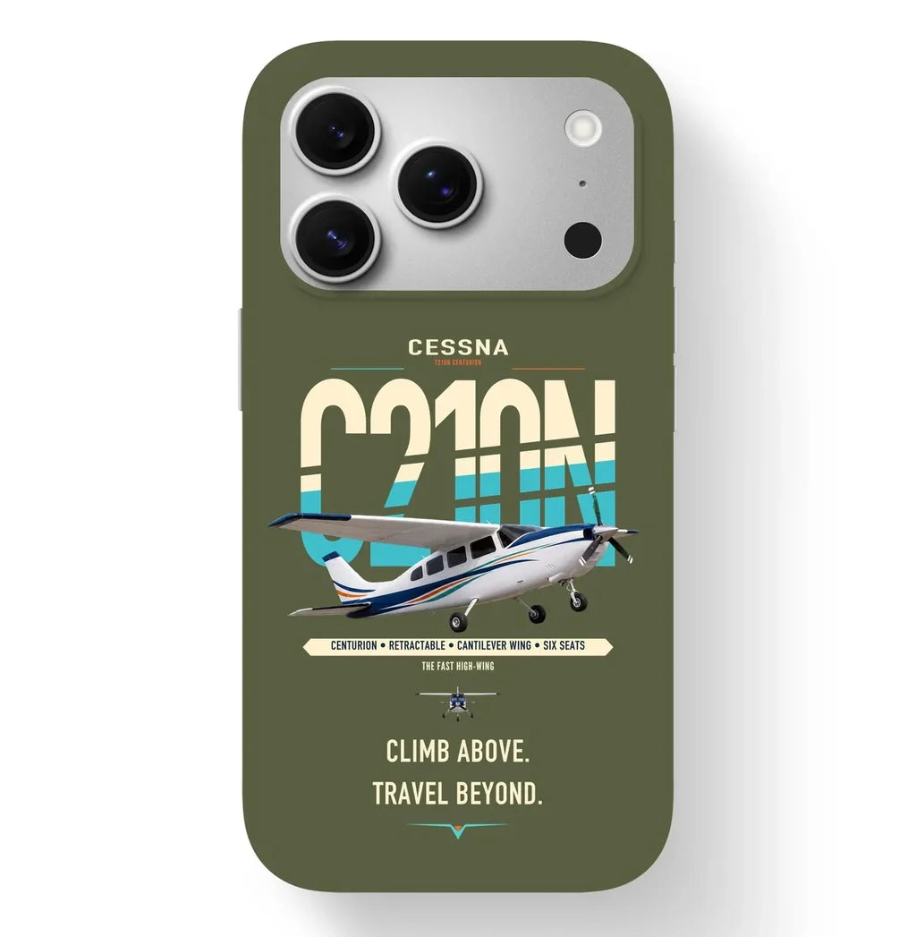 Cessna T210N Centurion design on green army magsafe iphone case, for iPhone 17 Pro