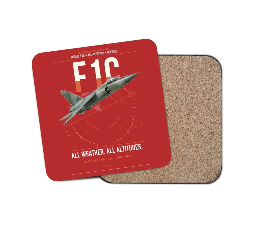 Dassault Mirage F1C design on red 1 piece coaster