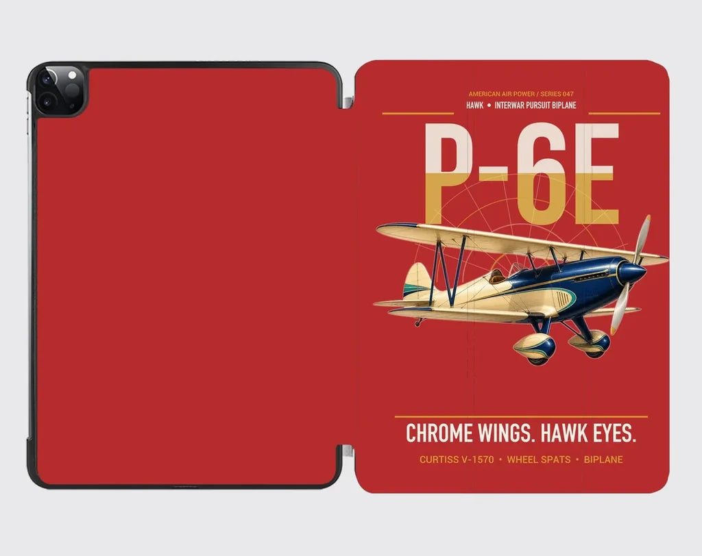 Curtiss P-6E Hawk design on red ipad tablet case