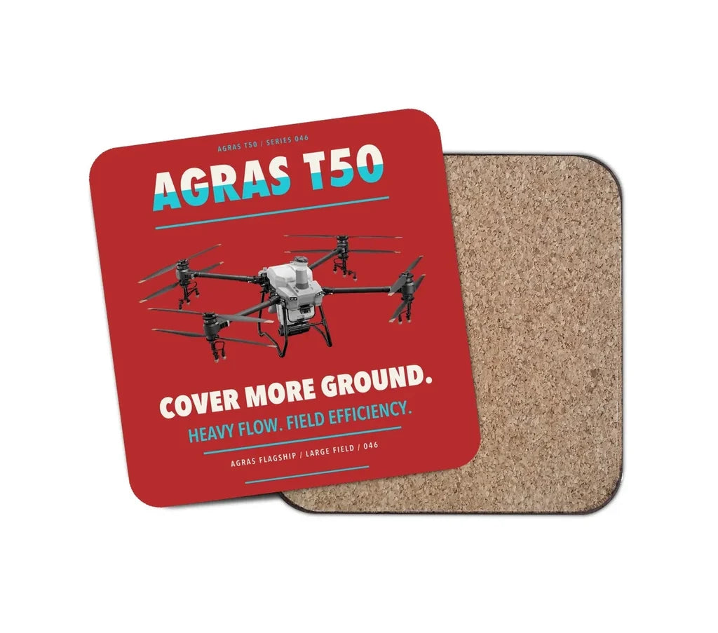 DJI Agras T50 design on red 1 piece coaster