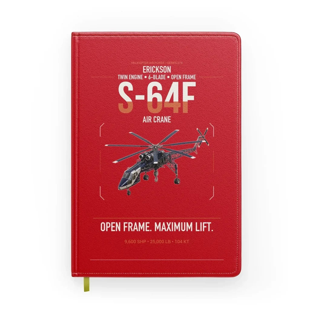 Erickson S-64F Air Crane design on red notebook