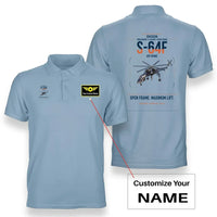 Thumbnail for Erickson S-64F Air Crane design on light blue+name double-side polo t-shirt, double-side print