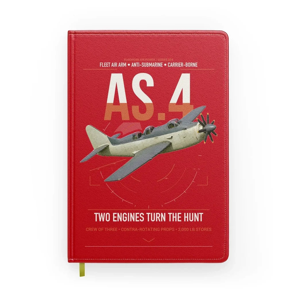 Fairey Gannet AS.4 design on red notebook