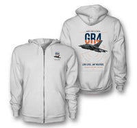 Thumbnail for Panavia Tornado GR4 design on white premium zipped hoodie, double-side print