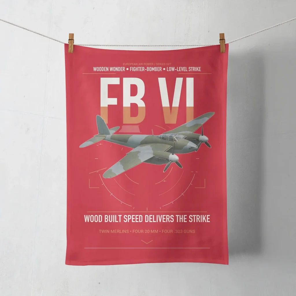 de Havilland Mosquito FB VI design on red towel