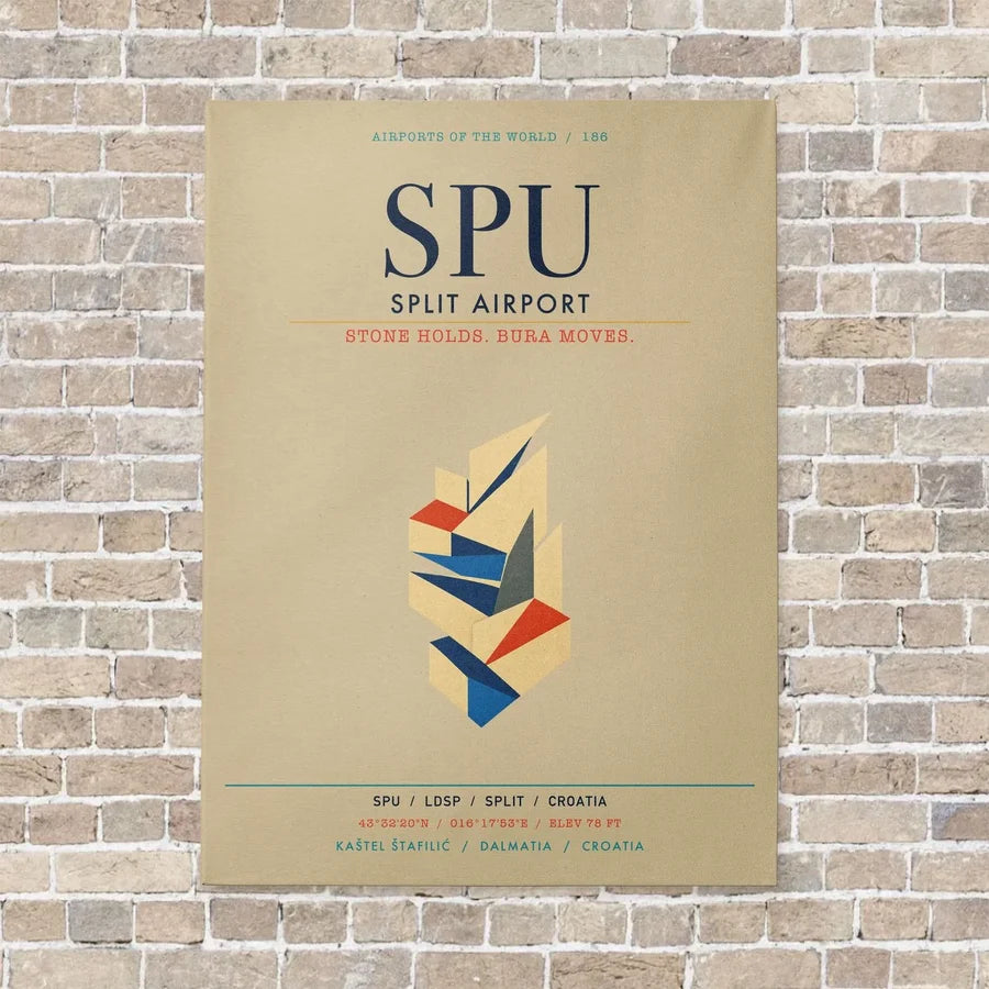 Split Airport SPU vertical canvas print - no frame - beige background