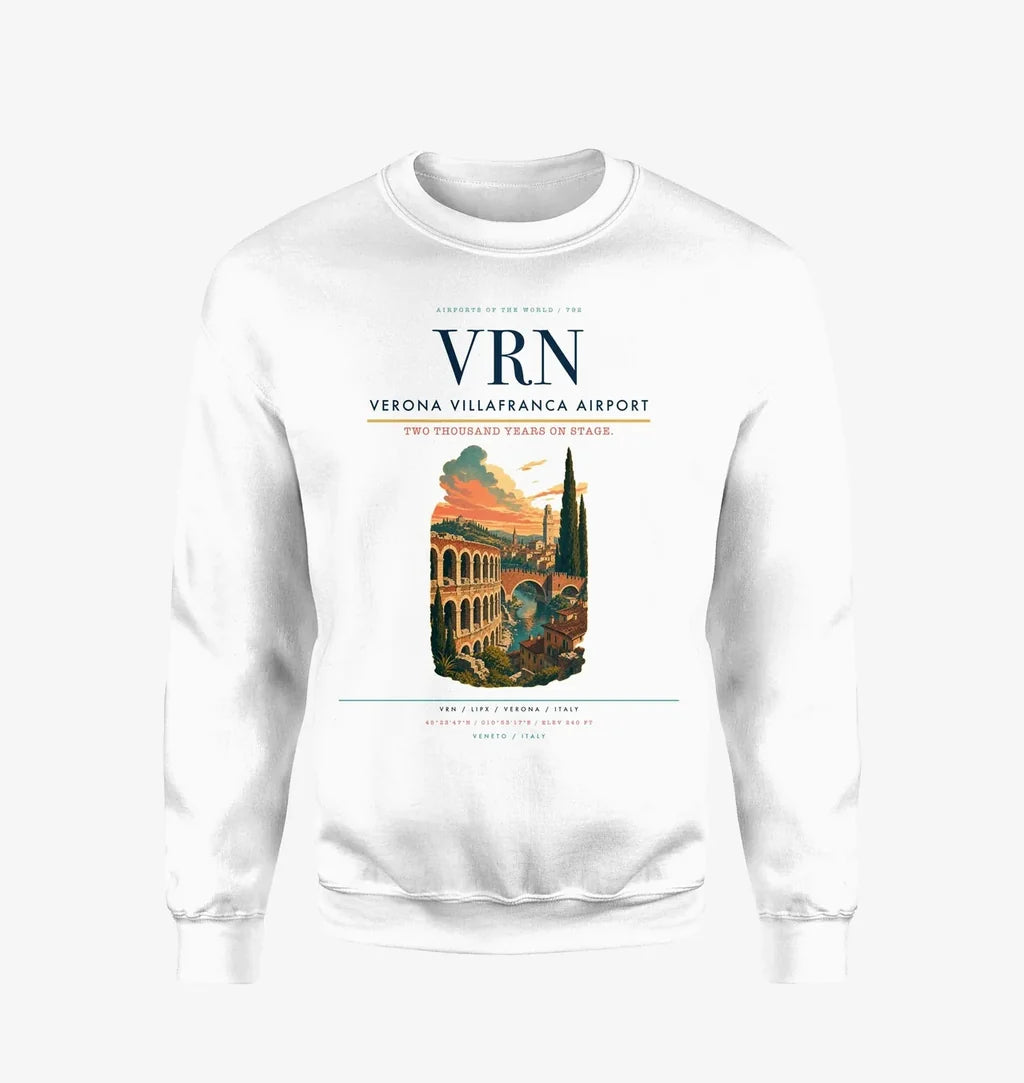 Verona Villafranca Airport (VRN) design on white sweatshirt