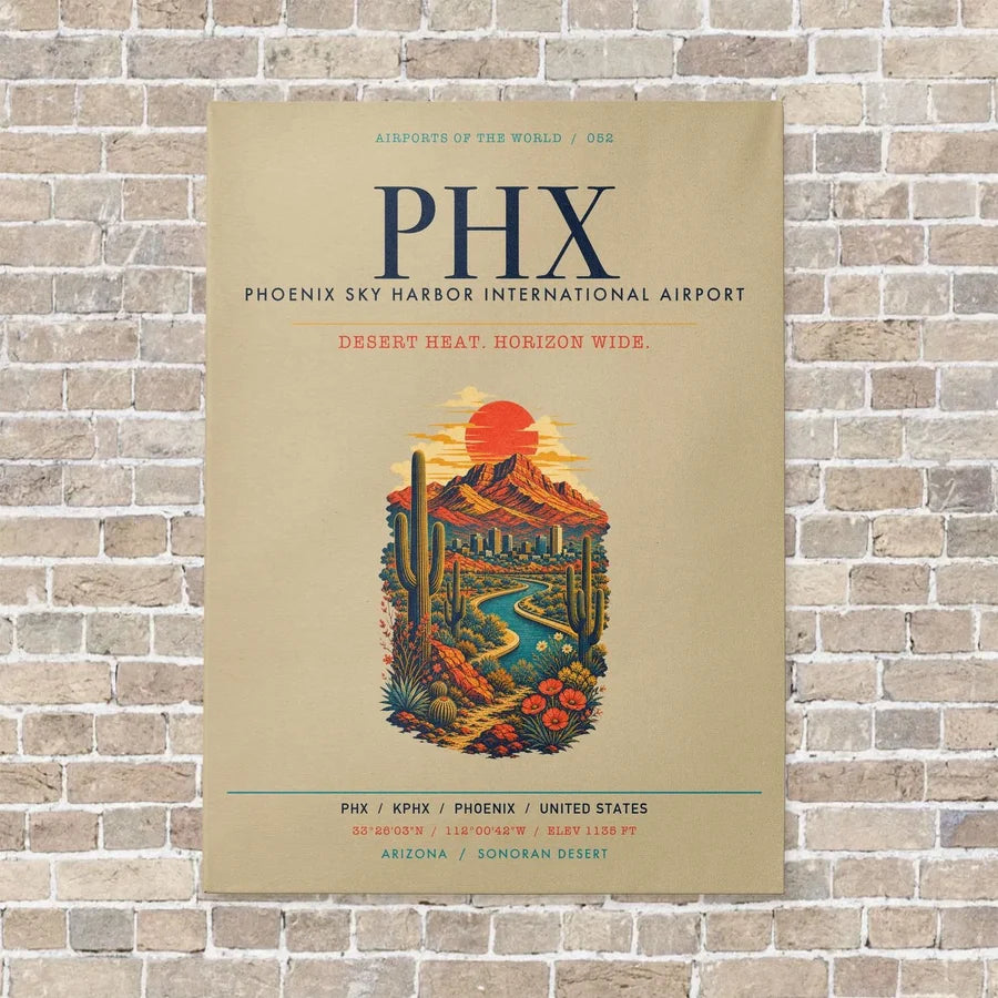 Phoenix Sky Harbor International Airport PHX vertical canvas print - no frame - beige background
