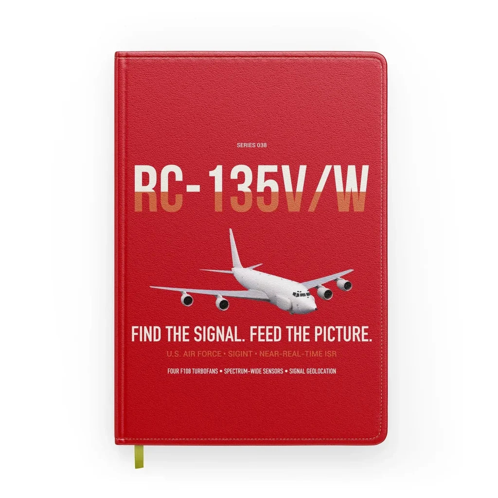 RC-135V W Rivet Joint design on red notebook