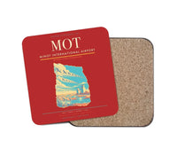 Thumbnail for Minot International Airport (MOT) design on red 1 piece coaster