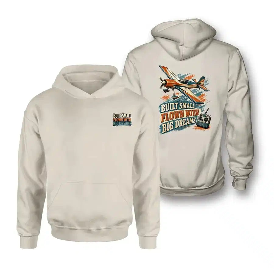 SIGNAL 567 - Built Small Flown With Big Dreams - Double-Side Hoodie design on khaki double side hoodie