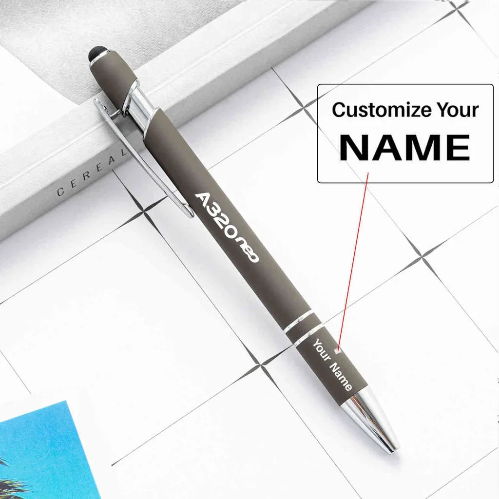 A320neo & Text touch pen - gray with name
