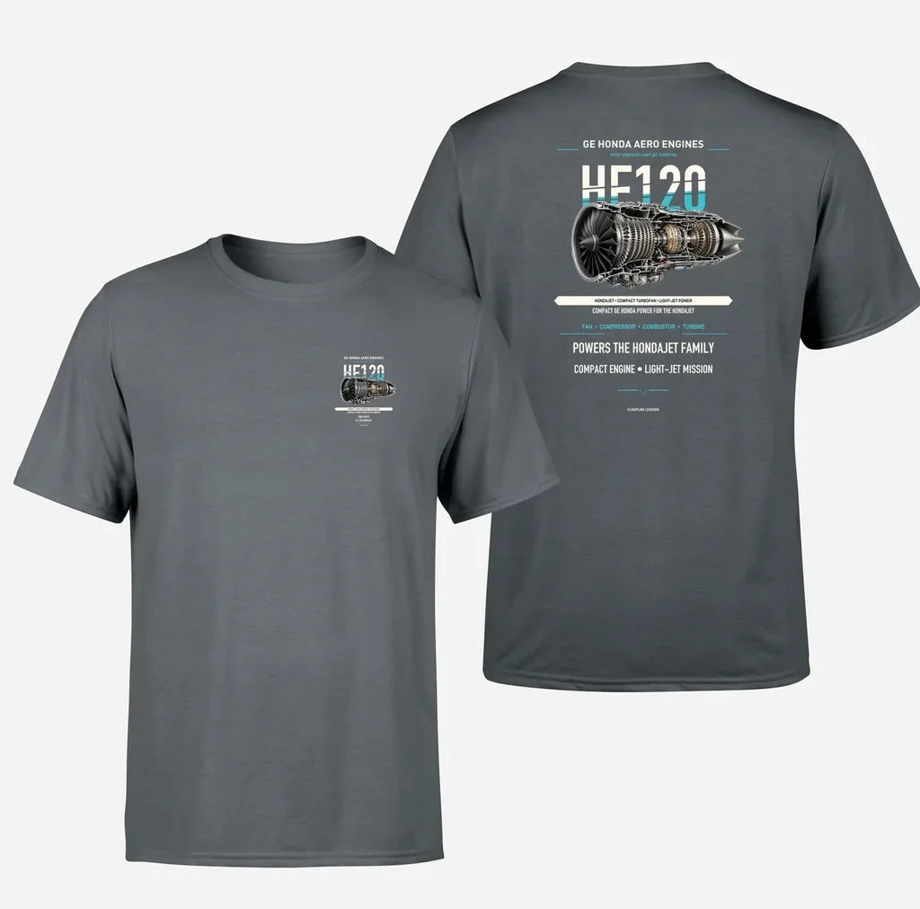 HF120 design on gray t shirt