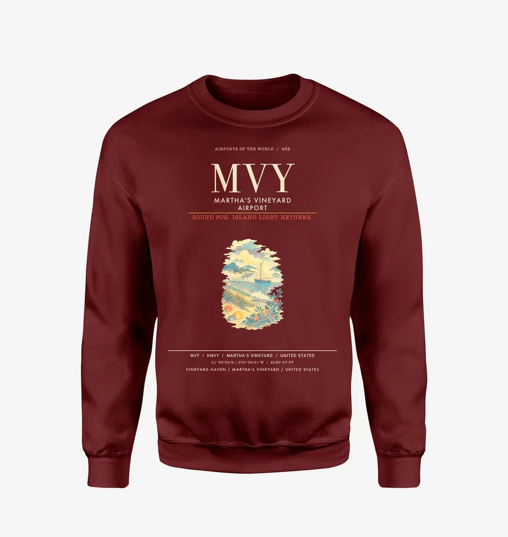Martha's Vineyard Airport MVY Sweatshirt - Wine Red
