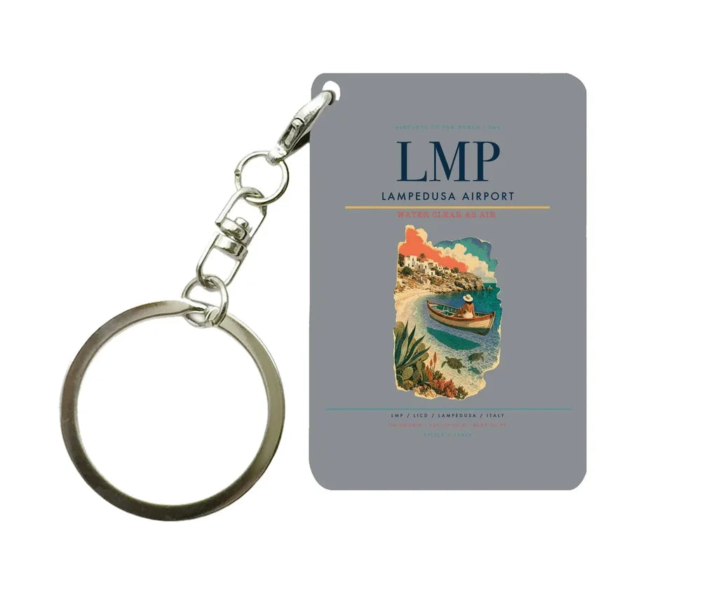Lampedusa Airport (LMP) design on gray key chain